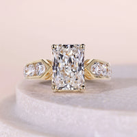 Radiant Cut Yellow Gold Engagement Ring With Accent Side stones