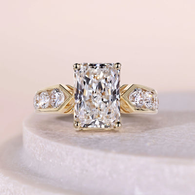 Radiant cut engagement ring with elegant diamond details
