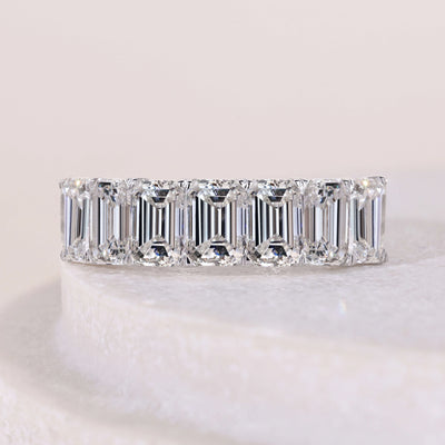 emerald cut diamond band white gold wedding band
