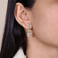 Drop Style Huggies Radiant And Princess Cut Earrings