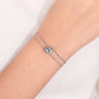 Delicate Double Chain Style Round Cut Diamond Bracelet