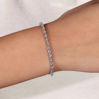 oval diamond tennis bracelet shared prong bracelet

