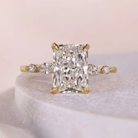 Radiant Cut Engagement Ring With Round - Marquise Side Stone