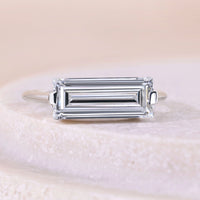 White Gold Baguette Cut Diamond Ring With Solitaire Setting