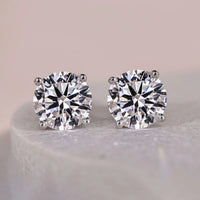14K White Gold Round Diamond Solitaire Earrings Gift For Her