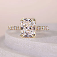 14K Radiant Cut Engagement Ring With Hidden Halo