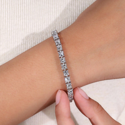 princess cut tennis bracelet white gold design
