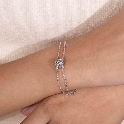 round cut diamond bracelet white gold bracelet

