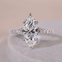 Marquise Cut Diamond Engagement Ring With Split Pave Cathedral Style