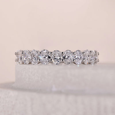 oval diamond wedding band full eternity band
