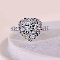 Heart Shaped Halo Setting Engagement Ring Gift For Her