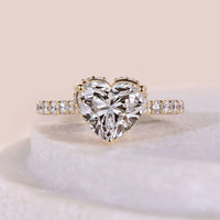 14K Yellow Gold Heart Engagement Ring With Hidden Halo