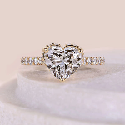 heart engagement ring hidden halo setting
