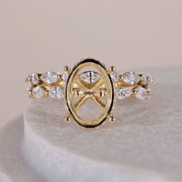 Oval Diamond Engagement Ring With Half Eternity Wedding Band