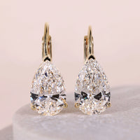 Pear Diamond Earrings With Solitaire Drop Minimalist Style