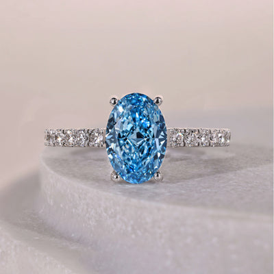 oval cut diamond engagement ring blue diamond
