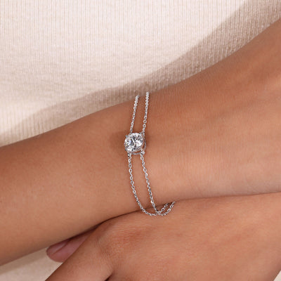 round cut diamond bracelet white gold bracelet

