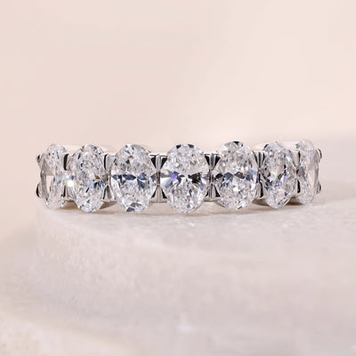 oval wedding band half eternity diamond band
