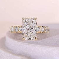 U Style Pave Radiant Cut Diamond Ring With Hidden Halo