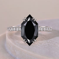 Pave Set Dutch Marquise Engagement Ring With Double Prong