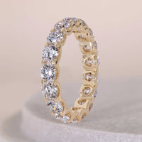 14K Round Diamond Wedding Band With U Cut & Full Eternity