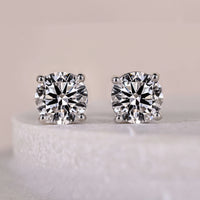 4 Prong Round Diamond Solitaire earrings For Her