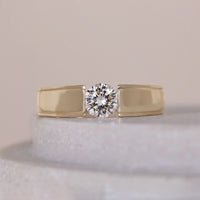 Cigar Round Cut Men's Wedding Tension Setting Ring