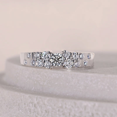 cluster wedding band round moissanite white gold band
