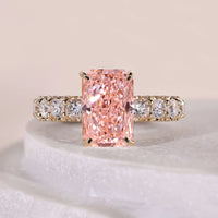 Vintage Radiant Pink Diamond Engagement Ring 4 Prong