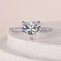 Heart Shape Diamond Engagement  Ring With Pave Band