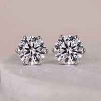 14K White Gold Round Stud Diamond Earring With Hidden Milgrain