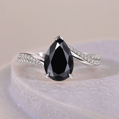 Bypass Setting Pear Cut Rose Cut Engagement Ring
