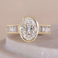 Oval Diamond Bezel Set Engagement Ring Promise Gift For Her
