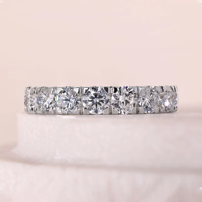 eternity diamond wedding band shared prong setting
