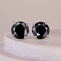 Round Cut White Gold Stud Earrings With 4 Prong Set