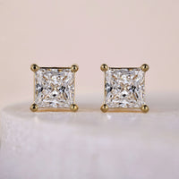 14K Stud Princess Cut Diamond Earrings Gift For Her