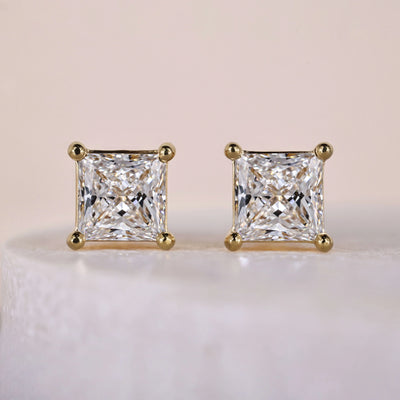 princess cut diamond earrings 4 prong setting
