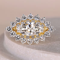 Eye Style East West Marquise Cut Diamond Ring In Yellow Gold