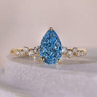 Zigzag Pave Design Blue Diamond Engagement Ring Gift For Her