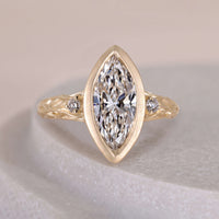 Nature Inspired Marquise Diamond Ring With Tree Branch Band