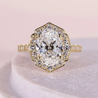 Oval Cut Halo Engagement Ring With a Cathedral Setting