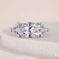White Gold East West Marquise Engagement Ring For Her
