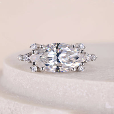 White Gold East West Marquise Engagement Ring For Her