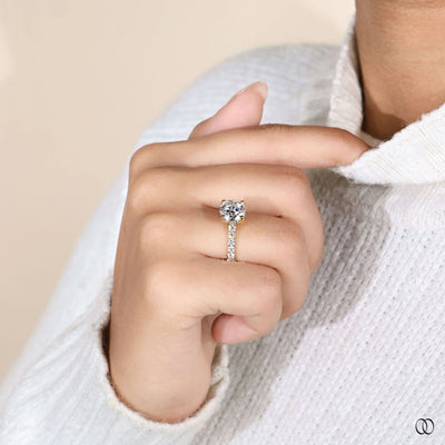 Handmade ring crafted as round engagement ring
