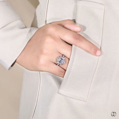 lab grown diamond ring art deco engagement ring
