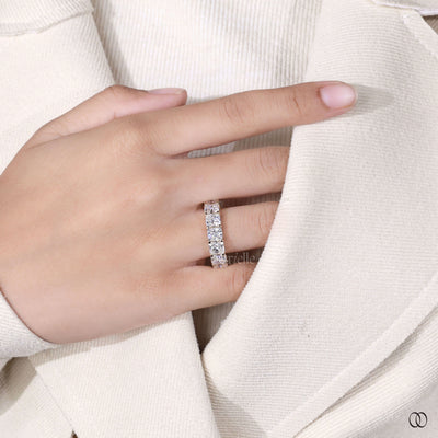 handmade yellow gold moissanite wedding band
