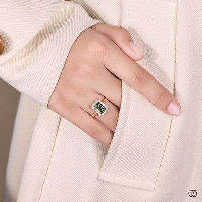 handmade yellow gold emerald diamond ring
