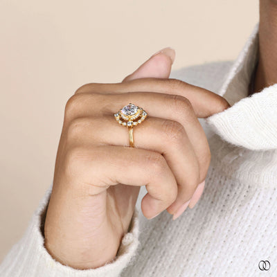 Handmade ring crafted as round cut engagement ring
