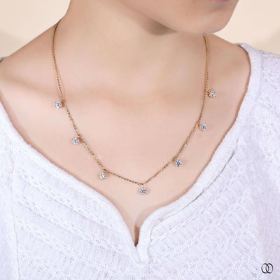 unique round diamond necklace dainty design
