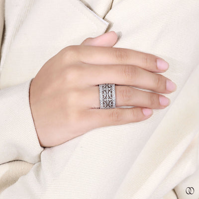 prong set wedding band white gold ring
